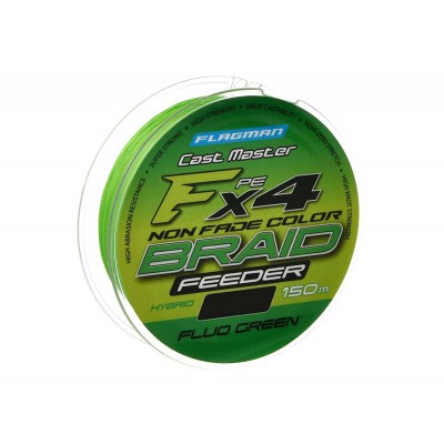 FLAGMAN Шнур Cast Master Feeder Braid F4 150м Fluo Green 0,12мм 7,2кг 16lb