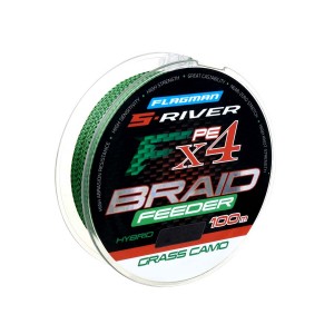 FLAGMAN Шнур S-River Braid PE Hybrid F4 Feeder 100м Grass Camo 0.12мм 7кг