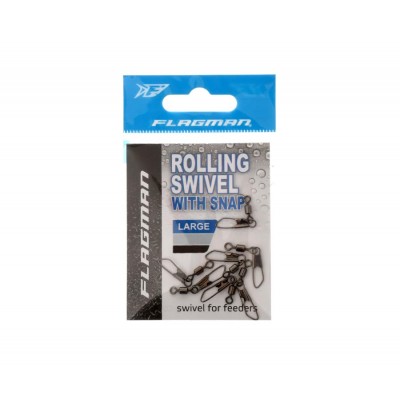 FLAGMAN Застежка фидерная с вертлюгом Rolling Swivel Snap Black размер S 7шт