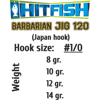 HITFISH Джиг-головка Barbarian Jig 120 №1/0 12г 4шт