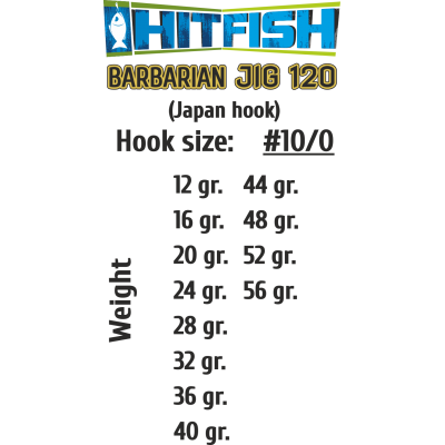 HITFISH Джиг-головка Barbarian Jig 120 №10/0 48г 2шт