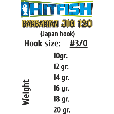 HITFISH Джиг-головка Barbarian Jig 120 №3/0 18г 4шт
