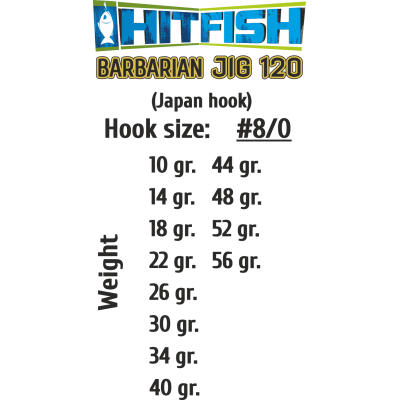 HITFISH Джиг-головка Barbarian Jig 120 №8/0 22г 2шт