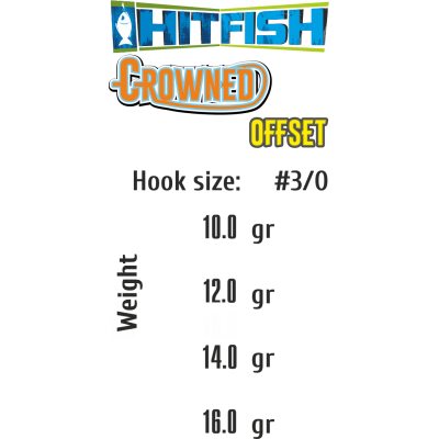 HITFISH Крючок офсетный с огрузкой Crowned Offset №3/0 10г 3шт