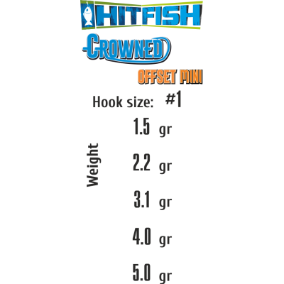 HITFISH Крючок офсетный с огрузкой Crowned Offset Mini №1 2.2г 4шт