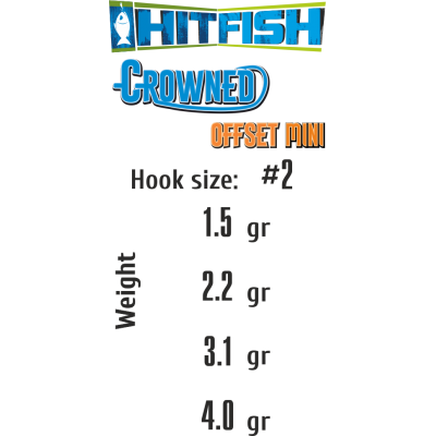 HITFISH Крючок офсетный с огрузкой Crowned Offset Mini №2 1.5г 4шт