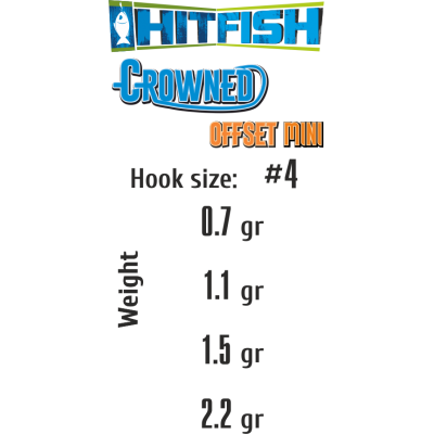 HITFISH Крючок офсетный с огрузкой Crowned Offset Mini №4 0.7г 4шт