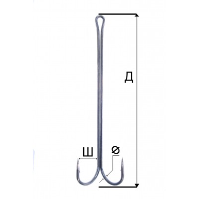 HITFISH Крючок двойной Double Elongate+hook with long shank  №5/0 95мм 3шт