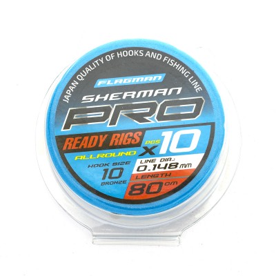 FLAGMAN Поводок готовый Sherman Pro Allround Ready Rigs №10 d0,148мм 80см 10шт