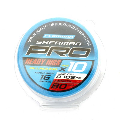 FLAGMAN Поводок готовый Sherman Pro Allround Ready Rigs №16 d0,105мм 80см 10шт