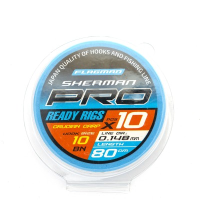 FLAGMAN Поводок готовый Sherman Pro Crucian Carp Ready Rigs №10 d0,148 80см 10шт