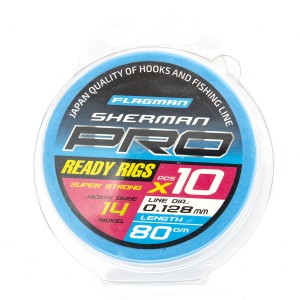 FLAGMAN Поводок готовый Sherman Pro Super Strong Ready Rigs №14 d0.128мм 80см 10шт