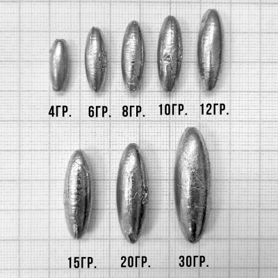 F-FISHING Грузило оливка лонг 8г 10шт ВР